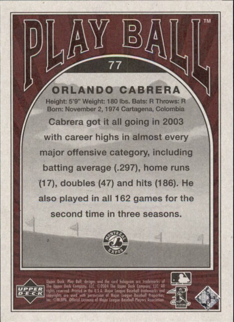 2004 Upper Deck Play Ball #77 Orlando Cabrera back image