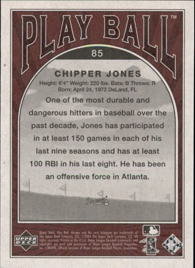 2004 Upper Deck Play Ball #85 Chipper Jones back image
