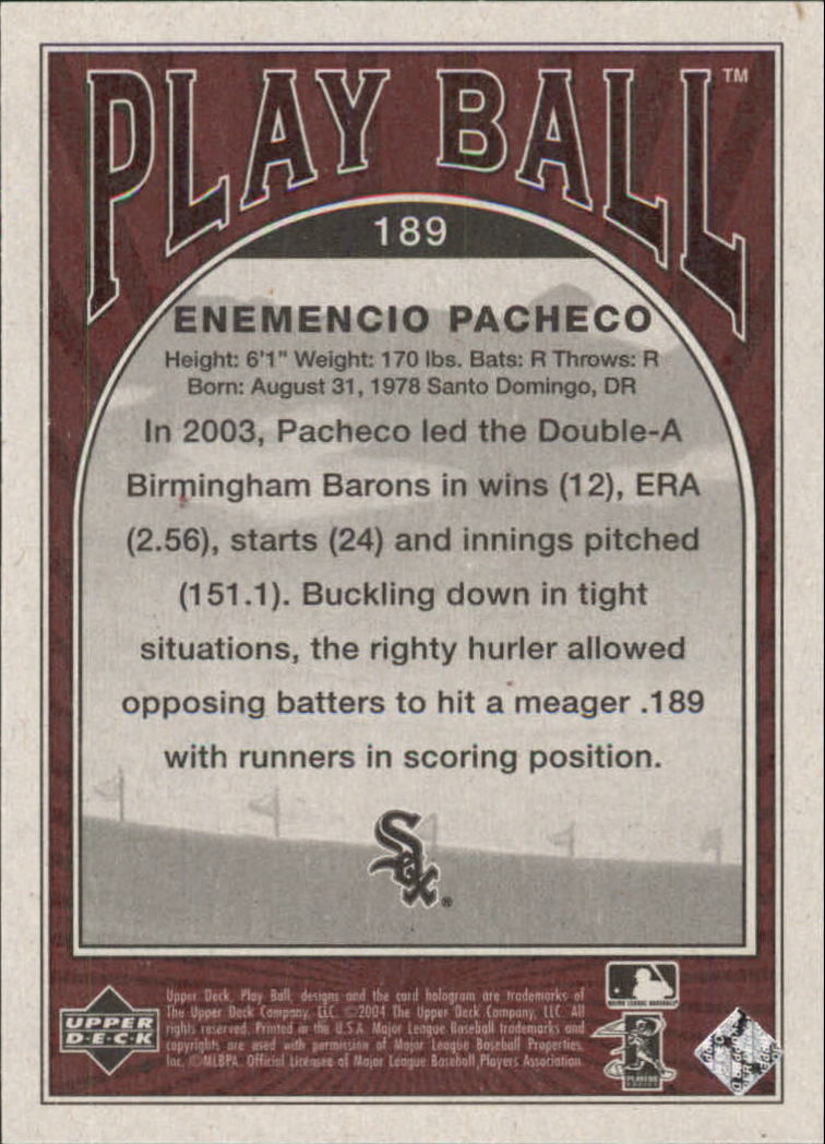 2004 Upper Deck Play Ball #189 Enemencio Pacheco RC back image