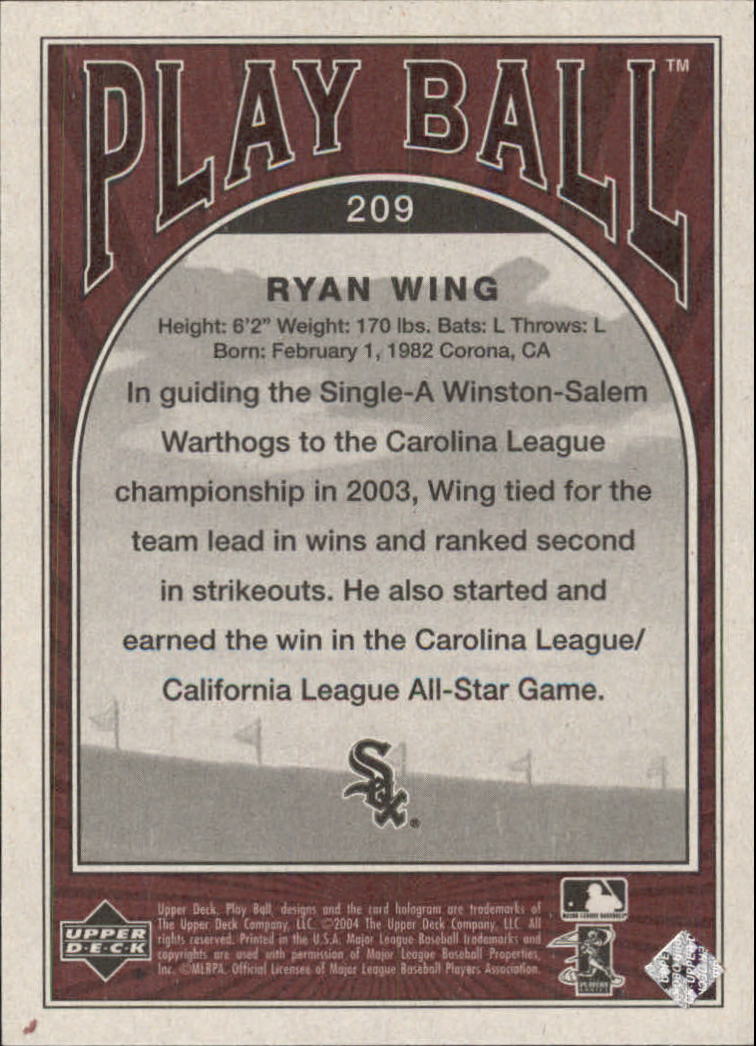 2004 Upper Deck Play Ball #209 Ryan Wing RC back image