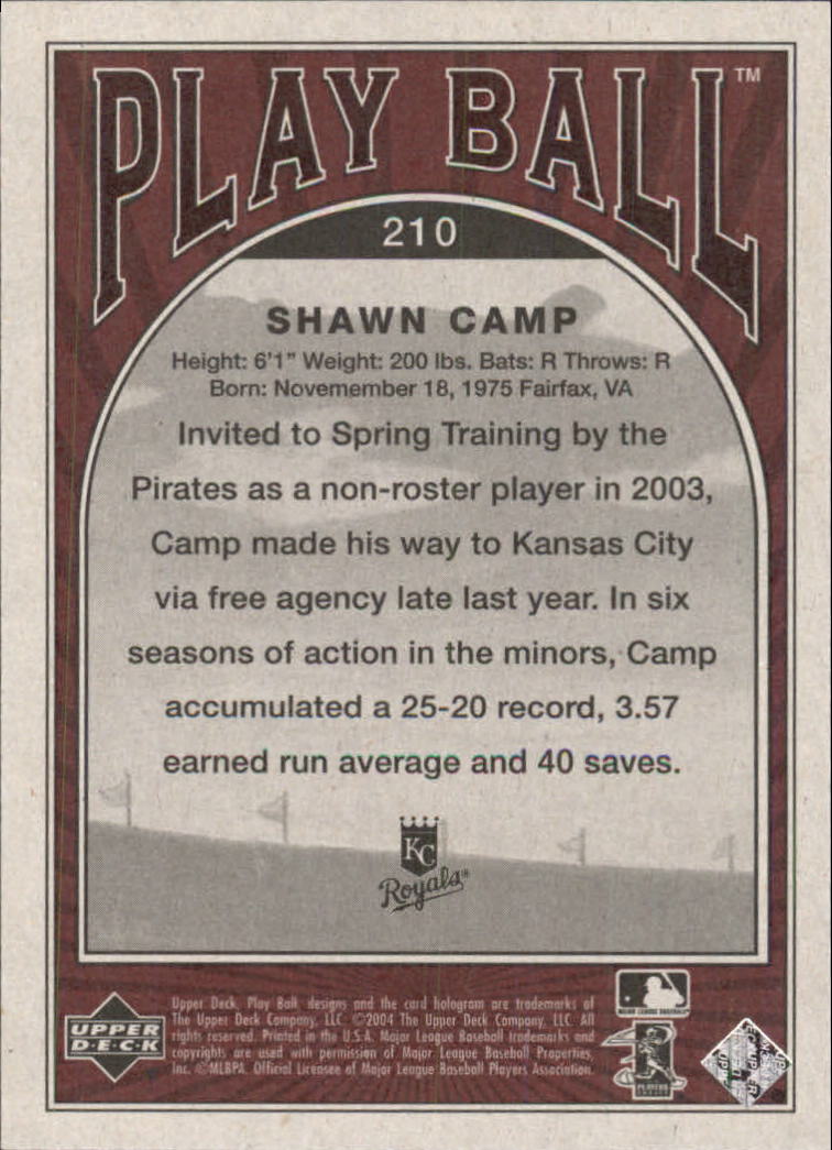2004 Upper Deck Play Ball #210 Shawn Camp RC back image