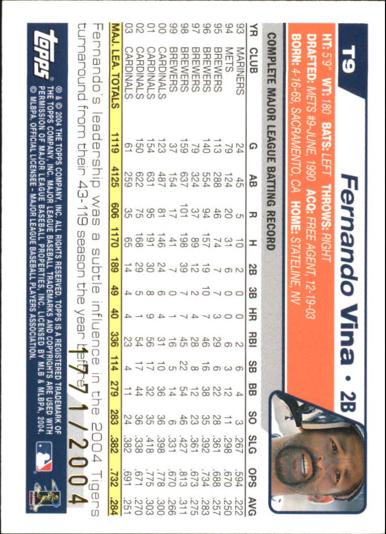 2004 Topps Traded Gold #T9 Fernando Vina