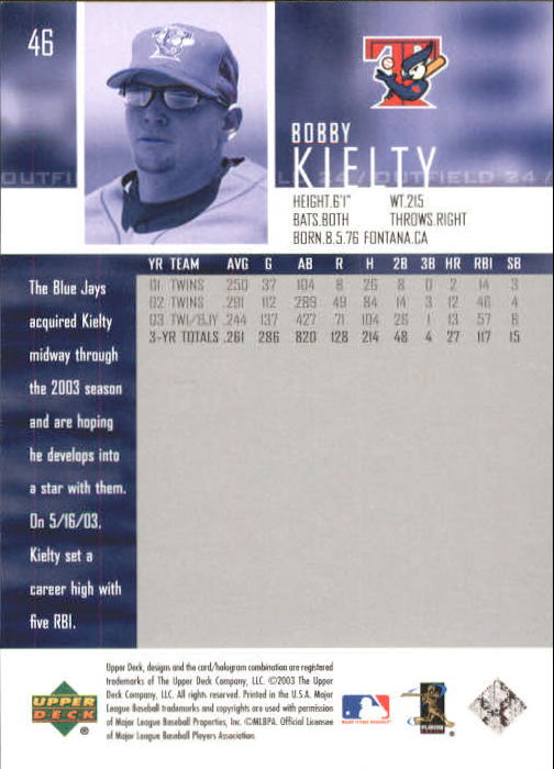 2004 Upper Deck #46 Bobby Kielty back image