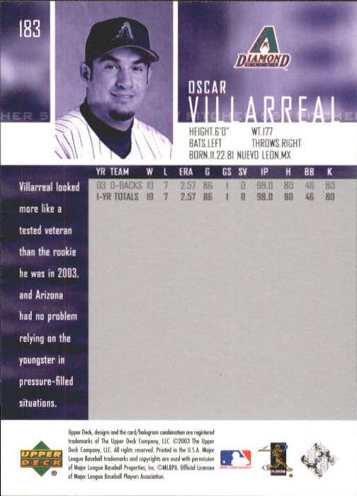 2004 Upper Deck #183 Oscar Villarreal back image