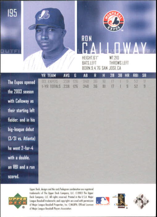 2004 Upper Deck #195 Ron Calloway back image