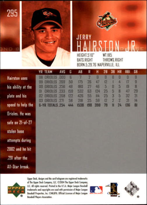 2004 Upper Deck Glossy #295 Jerry Hairston Jr. back image