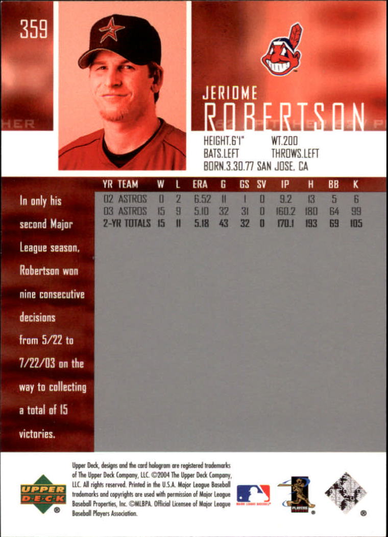 2004 Upper Deck Glossy #359 Jeriome Robertson back image
