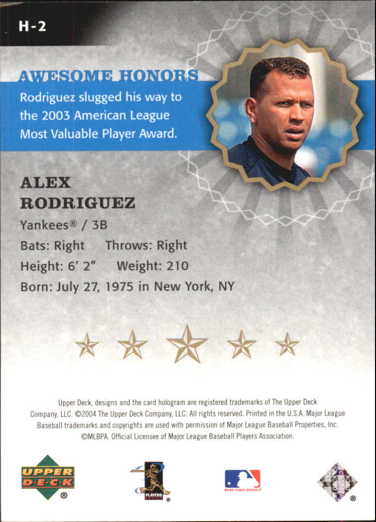 Alex Rodriguez 2004 Upper Deck NY Yankees 2004 Card All 