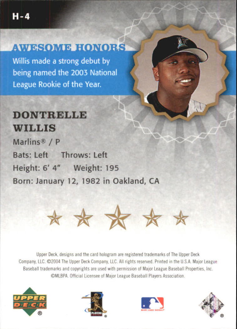 2004 Upper Deck Awesome Honors #4 Dontrelle Willis back image