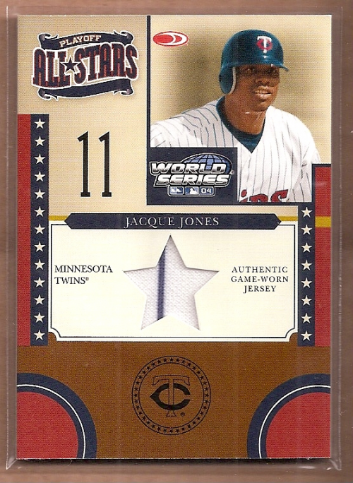 2004 Donruss World Series Playoff All-Stars Material 1 #9 Jacque Jones Jsy/100