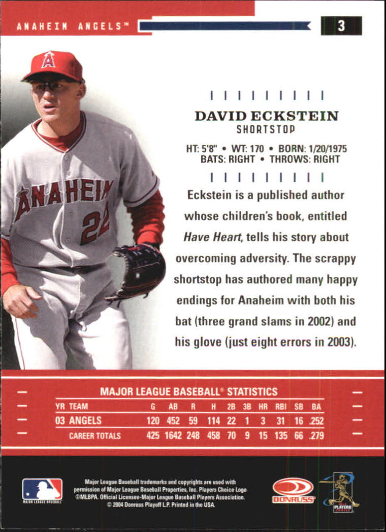 2004 Throwback Threads #3 David Eckstein back image