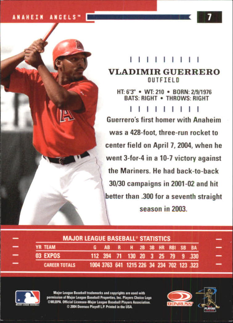 2004 Throwback Threads #7 Vladimir Guerrero back image