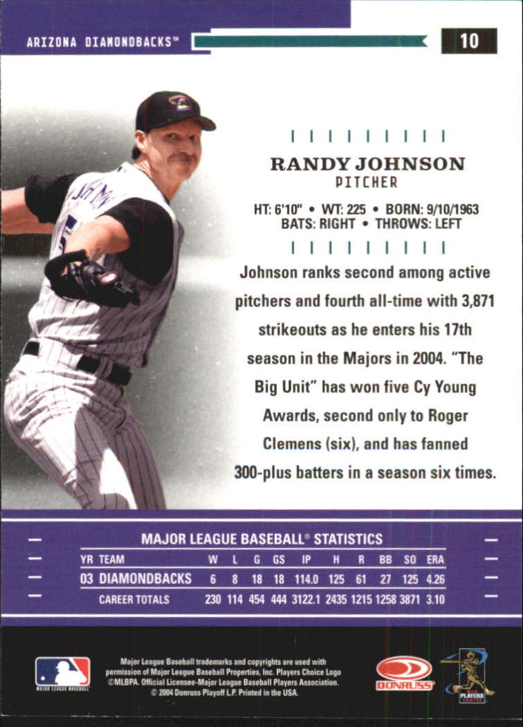 2004 Throwback Threads #10 Randy Johnson back image