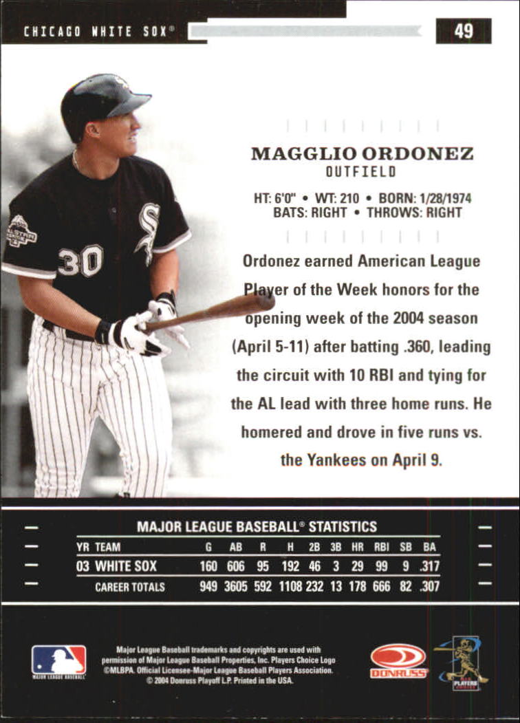 2004 Throwback Threads #49 Magglio Ordonez back image