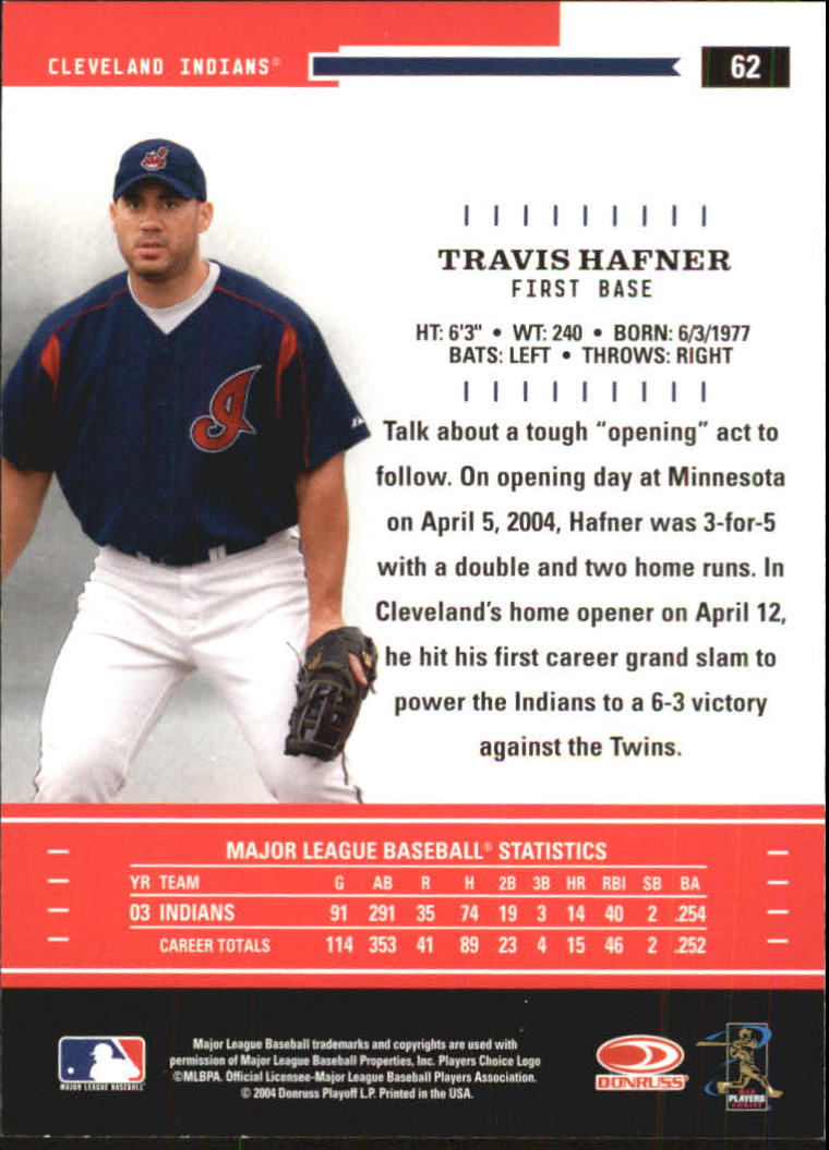 2004 Throwback Threads #62 Travis Hafner back image
