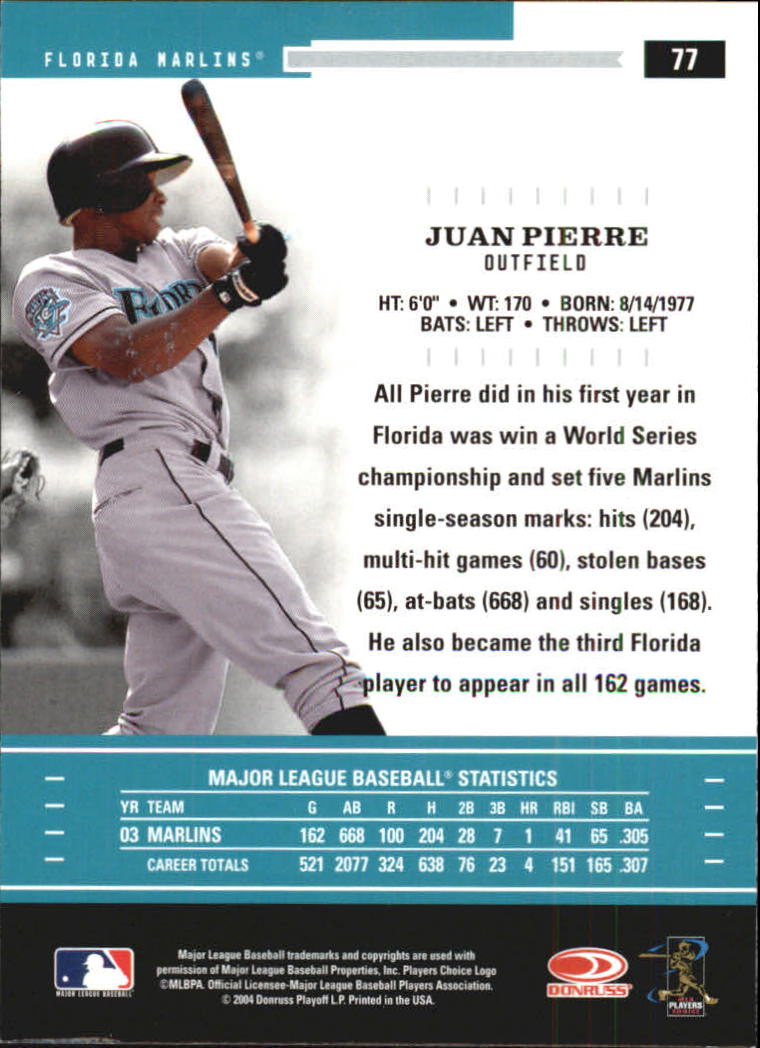 2004 Throwback Threads #77 Juan Pierre back image