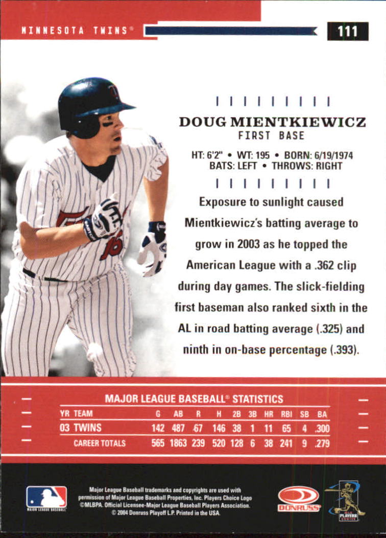 2004 Throwback Threads #111 Doug Mientkiewicz back image