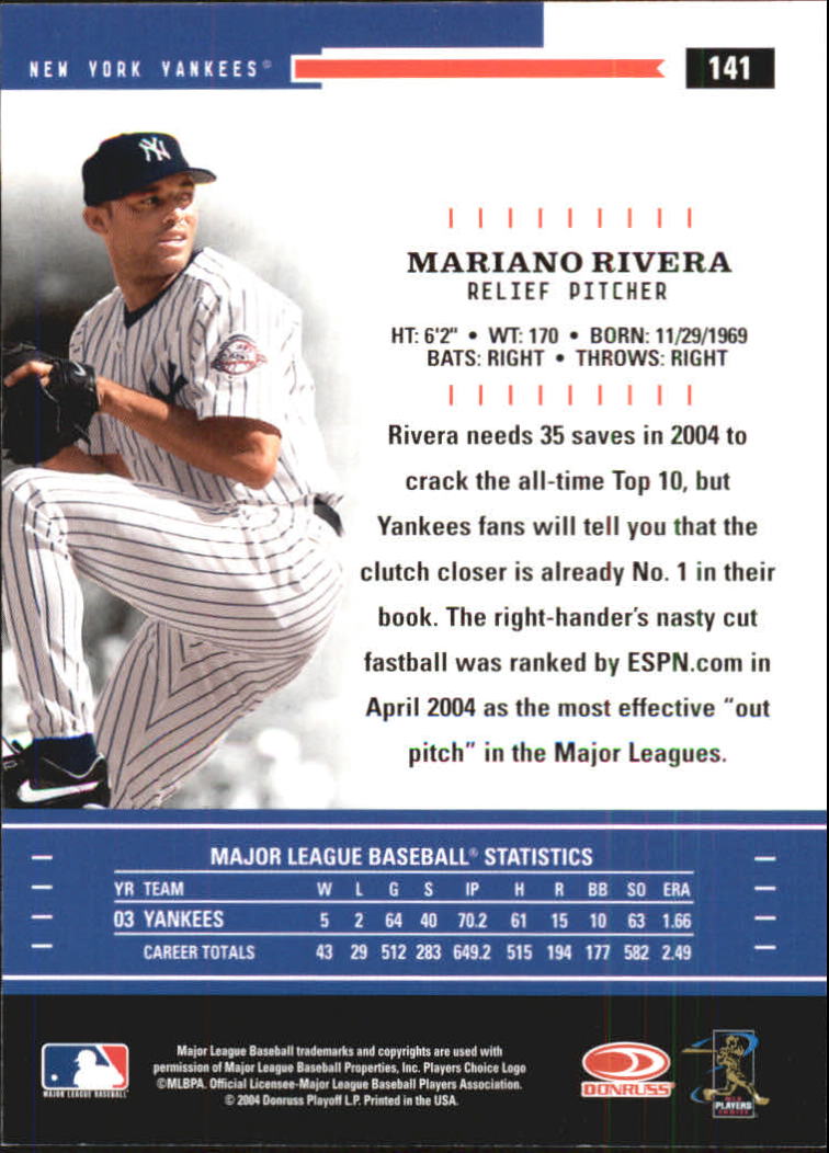 2004 Throwback Threads #141 Mariano Rivera back image
