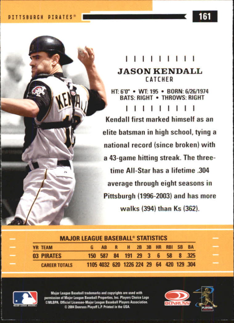 2004 Throwback Threads #161 Jason Kendall back image