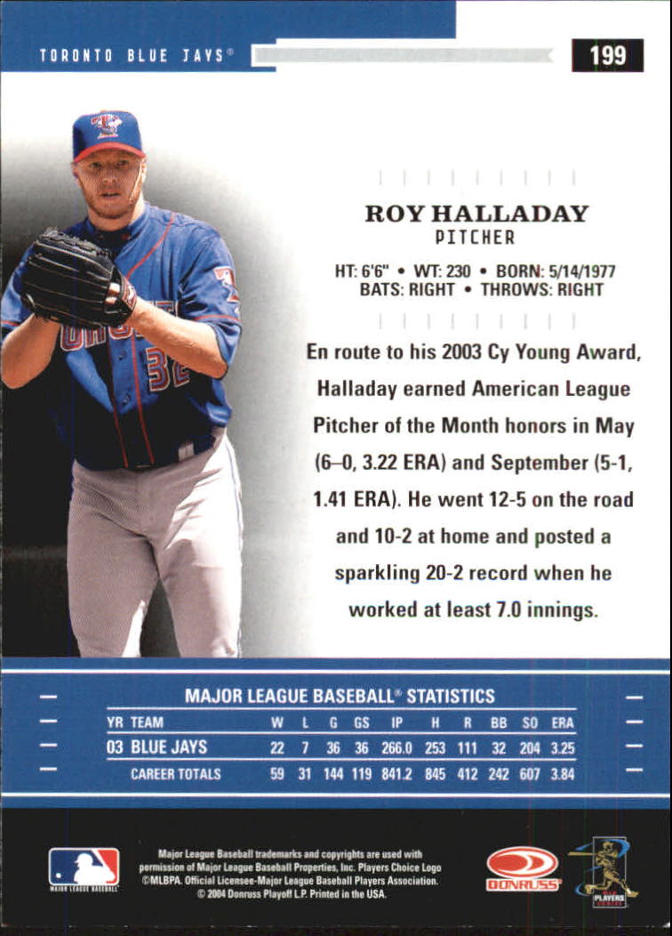 2004 Throwback Threads #199 Roy Halladay back image
