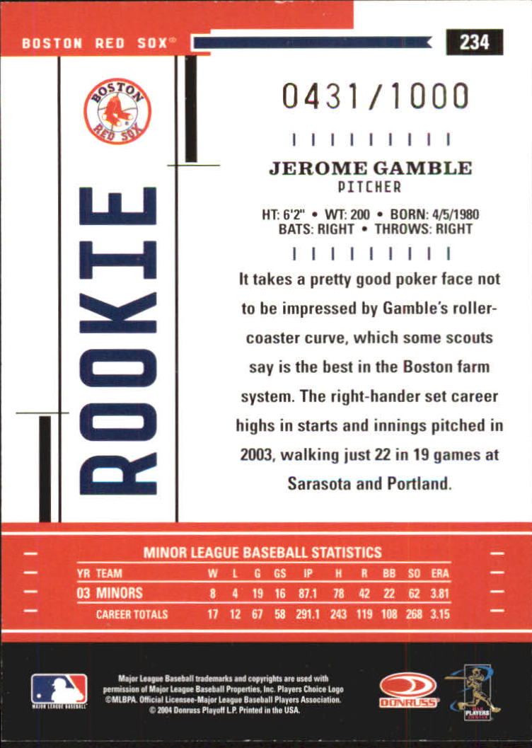 2004 Throwback Threads #234 Jerome Gamble ROO RC back image