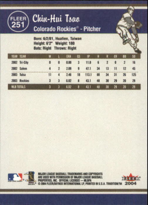 2004 Fleer Tradition Baseball "Main Set" Base Cards #251 to #500 - Picture 3 of 361