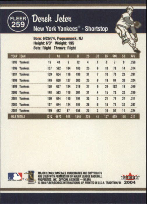 2004 Fleer Tradition Baseball "Main Set" Base Cards #251 to #500 - Picture 15 of 361