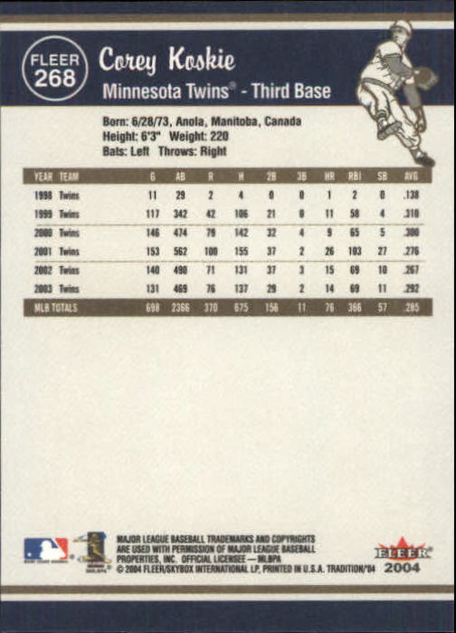 2004 Fleer Tradition Baseball "Main Set" Base Cards #251 to #500 - Picture 27 of 361