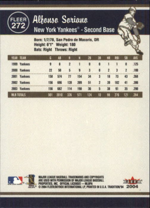 2004 Fleer Tradition Baseball "Main Set" Base Cards #251 to #500 - Picture 33 of 361
