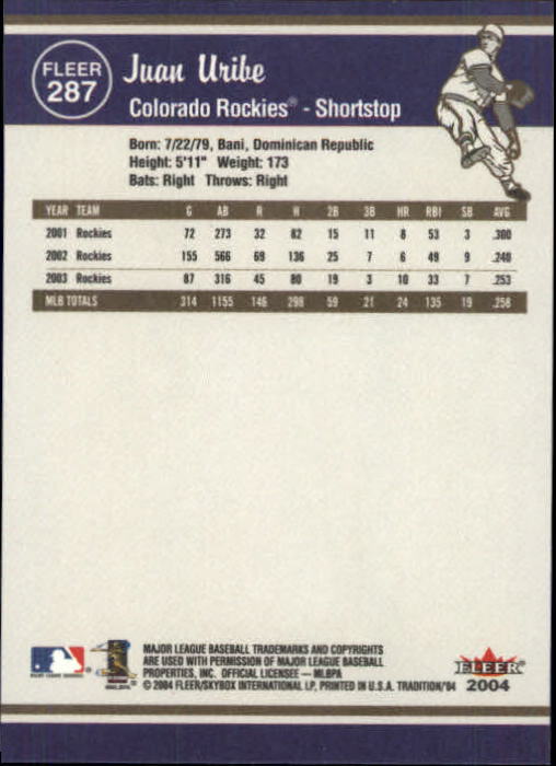 2004 Fleer Tradition Baseball "Main Set" Base Cards #251 to #500 - Picture 57 of 361