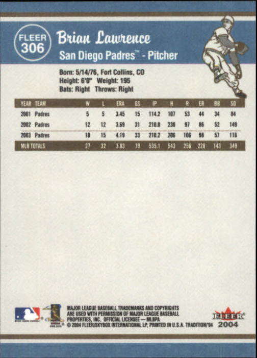 2004 Fleer Tradition Baseball "Main Set" Base Cards #251 to #500 - Picture 93 of 361