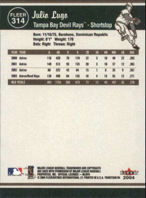 2004 Fleer Tradition Baseball "Main Set" Base Cards #251 to #500 - Picture 107 of 361