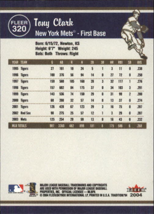 2004 Fleer Tradition Baseball "Main Set" Base Cards #251 to #500 - Picture 119 of 361