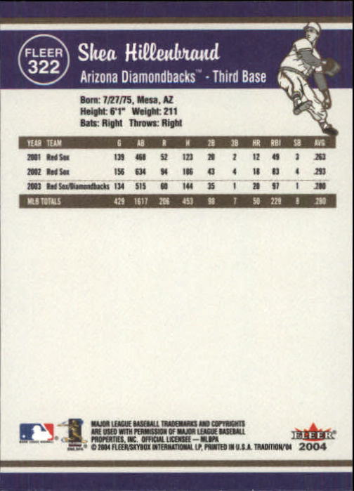 2004 Fleer Tradition Baseball "Main Set" Base Cards #251 to #500 - Picture 123 of 361