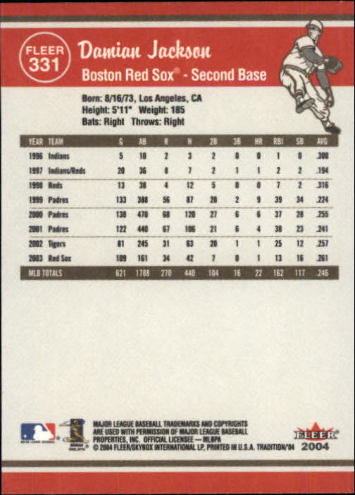 2004 Fleer Tradition Baseball "Main Set" Base Cards #251 to #500 - Picture 137 of 361