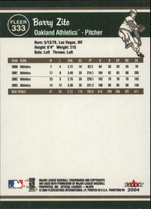 2004 Fleer Tradition Baseball "Main Set" Base Cards #251 to #500 - Picture 141 of 361
