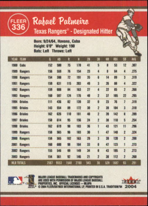 2004 Fleer Tradition Baseball "Main Set" Base Cards #251 to #500 - Picture 147 of 361