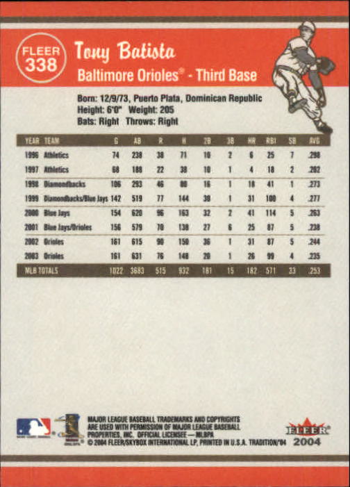 2004 Fleer Tradition Baseball "Main Set" Base Cards #251 to #500 - Picture 151 of 361