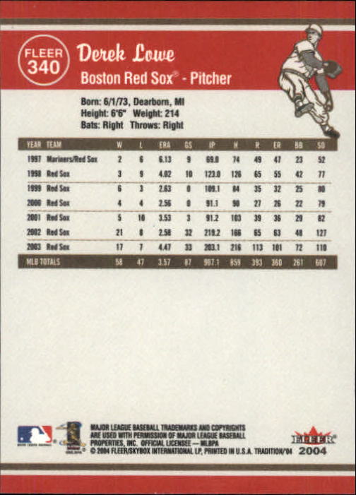 2004 Fleer Tradition Baseball "Main Set" Base Cards #251 to #500 - Picture 155 of 361