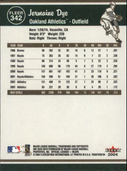 2004 Fleer Tradition Baseball "Main Set" Base Cards #251 to #500 - Picture 159 of 361