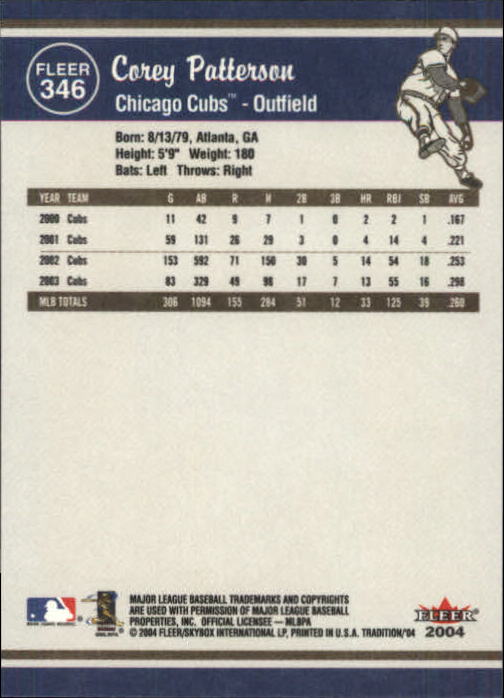 2004 Fleer Tradition Baseball "Main Set" Base Cards #251 to #500 - Picture 165 of 361
