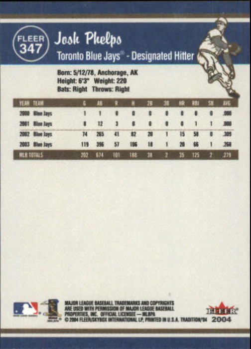 2004 Fleer Tradition Baseball "Main Set" Base Cards #251 to #500 - Picture 167 of 361