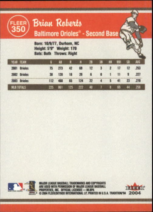 2004 Fleer Tradition Baseball "Main Set" Base Cards #251 to #500 - Picture 173 of 361