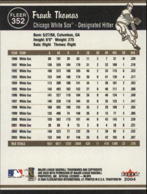 2004 Fleer Tradition Baseball "Main Set" Base Cards #251 to #500 - Picture 177 of 361
