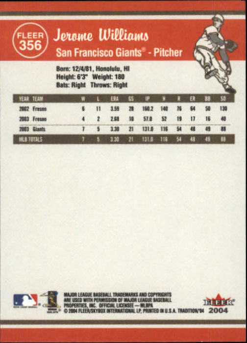 2004 Fleer Tradition Baseball "Main Set" Base Cards #251 to #500 - Picture 185 of 361