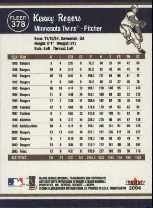 2004 Fleer Tradition Baseball "Main Set" Base Cards #251 to #500 - Picture 229 of 361