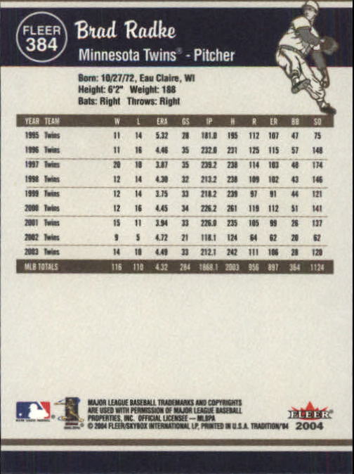 2004 Fleer Tradition Baseball "Main Set" Base Cards #251 to #500 - Picture 241 of 361