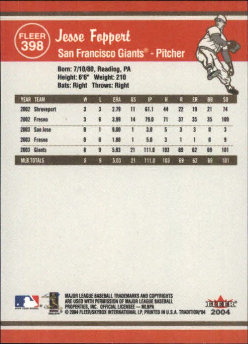 2004 Fleer Tradition Baseball "Main Set" Base Cards #251 to #500 - Picture 263 of 361