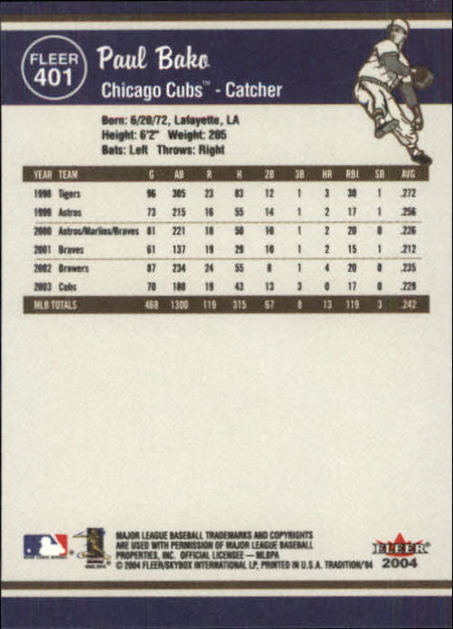 2004 Fleer Tradition Baseball "Main Set" Base Cards #251 to #500 - Picture 267 of 361
