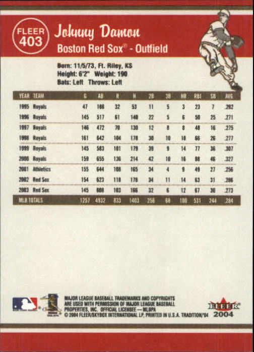 2004 Fleer Tradition Baseball "Main Set" Base Cards #251 to #500 - Picture 269 of 361